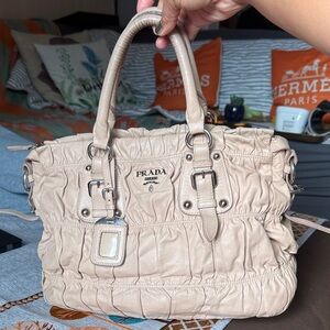 Authentic Prada Light Tan Leather Satchel without original sling